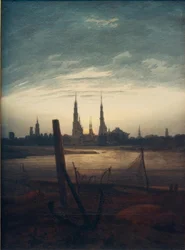 Ville au lever de la lune